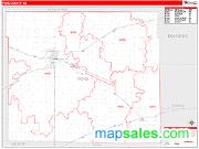 Ford County, KS <br /> Wall Map <br /> Zip Code <br /> Red Line Style 2025 Map