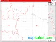 Mitchell County, KS <br /> Wall Map <br /> Zip Code <br /> Red Line Style 2025 Map