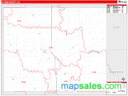 Ottawa County, KS <br /> Wall Map <br /> Zip Code <br /> Red Line Style 2025 Map