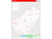 Adair County, KY <br /> Wall Map <br /> Zip Code <br /> Red Line Style 2025 Map