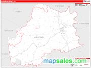 Anderson County, KY <br /> Wall Map <br /> Zip Code <br /> Red Line Style 2025 Map