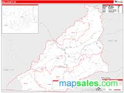 Bell County, KY <br /> Wall Map <br /> Zip Code <br /> Red Line Style 2025 Map