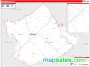Bourbon County, KY <br /> Wall Map <br /> Zip Code <br /> Red Line Style 2025 Map
