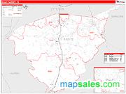 Bullitt County, KY <br /> Wall Map <br /> Zip Code <br /> Red Line Style 2025 Map