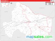 Carter County, KY <br /> Wall Map <br /> Zip Code <br /> Red Line Style 2025 Map