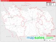 Grayson County, KY <br /> Wall Map <br /> Zip Code <br /> Red Line Style 2025 Map
