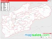 Harlan County, KY <br /> Wall Map <br /> Zip Code <br /> Red Line Style 2025 Map