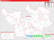 Henderson County, KY <br /> Wall Map <br /> Zip Code <br /> Red Line Style 2025 Map
