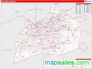 Jefferson County, KY <br /> Wall Map <br /> Zip Code <br /> Red Line Style 2025 Map