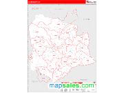 Knott County, KY <br /> Wall Map <br /> Zip Code <br /> Red Line Style 2025 Map