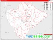Knox County, KY <br /> Wall Map <br /> Zip Code <br /> Red Line Style 2025 Map