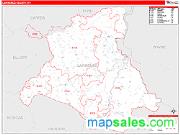 Lawrence County, KY <br /> Wall Map <br /> Zip Code <br /> Red Line Style 2025 Map