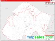 Lee County, KY <br /> Wall Map <br /> Zip Code <br /> Red Line Style 2025 Map