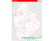 Leslie County, KY <br /> Wall Map <br /> Zip Code <br /> Red Line Style 2025 Map