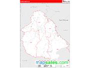 Martin County, KY <br /> Wall Map <br /> Zip Code <br /> Red Line Style 2025 Map