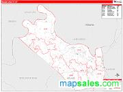 Meade County, KY <br /> Wall Map <br /> Zip Code <br /> Red Line Style 2025 Map