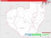 Menifee County, KY <br /> Wall Map <br /> Zip Code <br /> Red Line Style 2025 Map