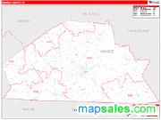 Monroe County, KY <br /> Wall Map <br /> Zip Code <br /> Red Line Style 2025 Map