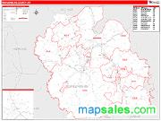 Muhlenberg County, KY <br /> Wall Map <br /> Zip Code <br /> Red Line Style 2025 Map