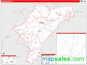 Nelson County, KY <br /> Wall Map <br /> Zip Code <br /> Red Line Style 2025 Map