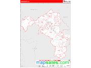 Perry County, KY <br /> Wall Map <br /> Zip Code <br /> Red Line Style 2025 Map
