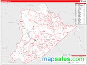 Pike County, KY <br /> Wall Map <br /> Zip Code <br /> Red Line Style 2025 Map