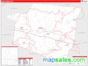 Shelby County, KY <br /> Wall Map <br /> Zip Code <br /> Red Line Style 2025 Map