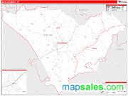 Taylor County, KY <br /> Wall Map <br /> Zip Code <br /> Red Line Style 2025 Map