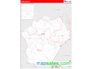Wayne County, KY <br /> Wall Map <br /> Zip Code <br /> Red Line Style 2025 Map