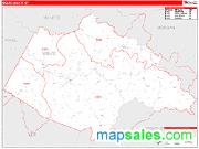 Wolfe County, KY <br /> Wall Map <br /> Zip Code <br /> Red Line Style 2025 Map