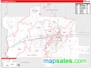 Calcasieu County, LA <br /> Wall Map <br /> Zip Code <br /> Red Line Style 2025 Map