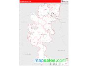 Concordia County, LA <br /> Wall Map <br /> Zip Code <br /> Red Line Style 2025 Map