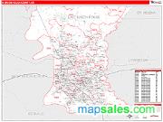 E. Baton Rouge County, LA <br /> Wall Map <br /> Zip Code <br /> Red Line Style 2025 Map