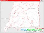 E. Feliciana County, LA <br /> Wall Map <br /> Zip Code <br /> Red Line Style 2025 Map