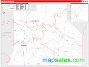 Jackson County, LA <br /> Wall Map <br /> Zip Code <br /> Red Line Style 2025 Map