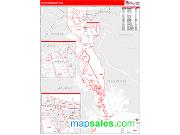 Jefferson County, LA <br /> Wall Map <br /> Zip Code <br /> Red Line Style 2025 Map