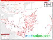 St. Bernard County, LA <br /> Wall Map <br /> Zip Code <br /> Red Line Style 2025 Map