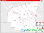 St. James County, LA <br /> Wall Map <br /> Zip Code <br /> Red Line Style 2025 Map