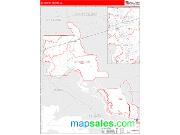 St. Martin County, LA <br /> Wall Map <br /> Zip Code <br /> Red Line Style 2025 Map