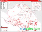 Terrebonne County, LA <br /> Wall Map <br /> Zip Code <br /> Red Line Style 2025 Map
