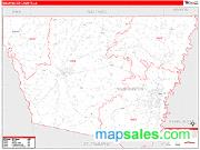 Washington County, LA <br /> Wall Map <br /> Zip Code <br /> Red Line Style 2025 Map