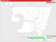 W. Feliciana County, LA <br /> Wall Map <br /> Zip Code <br /> Red Line Style 2025 Map