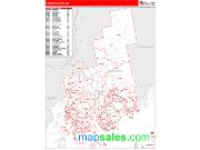 Hancock County, ME <br /> Wall Map <br /> Zip Code <br /> Red Line Style 2025 Map