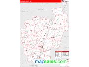 Kennebec County, ME <br /> Wall Map <br /> Zip Code <br /> Red Line Style 2025 Map