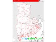 Washington County, ME <br /> Wall Map <br /> Zip Code <br /> Red Line Style 2025 Map