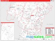 Carroll County, MD <br /> Wall Map <br /> Zip Code <br /> Red Line Style 2025 Map