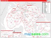 Charles County, MD <br /> Wall Map <br /> Zip Code <br /> Red Line Style 2025 Map