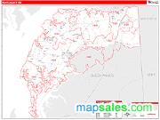 Kent County, MD <br /> Wall Map <br /> Zip Code <br /> Red Line Style 2025 Map