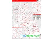Bristol County, MA <br /> Wall Map <br /> Zip Code <br /> Red Line Style 2025 Map