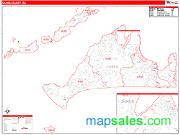Dukes County, MA <br /> Wall Map <br /> Zip Code <br /> Red Line Style 2025 Map